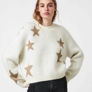All Saints Cream Sweater with Gold Stars